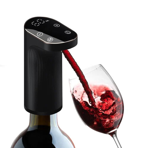Electric Measurer Cup Whiskey Wine Decanter Aerator Dispenser Pourer Automatic Bar Accessories for Home,Perfect Pouring Aerating & Gift for Men,Women,Mom,Dad (Electric Wine Pourer (Black))